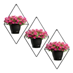 Kit 3 Vasos para Plantas Com Suporte Em Ferro Decoração De Parede Casa - Imagem 4