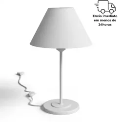 Abajur De Ferro Decoração Sala Escritório Quarto Mesa Luminária Bivolt Clean - Imagem 2