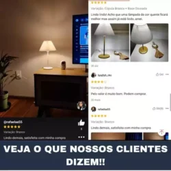 Abajur De Ferro Decoração Sala Escritório Quarto Mesa Luminária Bivolt Clean - Imagem 3