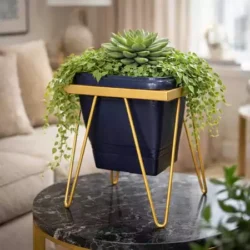Vaso de Flor com Suporte Alto Decoração Casa Jardim Sala - Imagem 2
