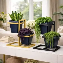 Suporte de Ferro com Vasos para Plantas Decoração Casa Escritório - Imagem 3