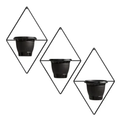 Kit 3 Vasos para Plantas Com Suporte Em Ferro Decoração De Parede Casa - Imagem 2