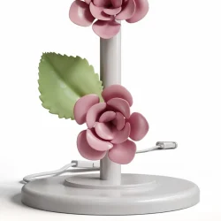 Luminária Abajur Decorativo Rosa Flor Dupla De Ferro Decoração De Mesa Quarto - Imagem 2