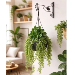 Conjunto 3 Vasos para Plantas com Suporte de Ferro Mão Francesa Vaso Suspenso Decoração Jardim - Imagem 2
