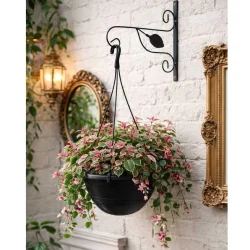 Conjunto 3 Vasos para Plantas com Suporte de Ferro Mão Francesa Vaso Suspenso Decoração Jardim - Imagem 3